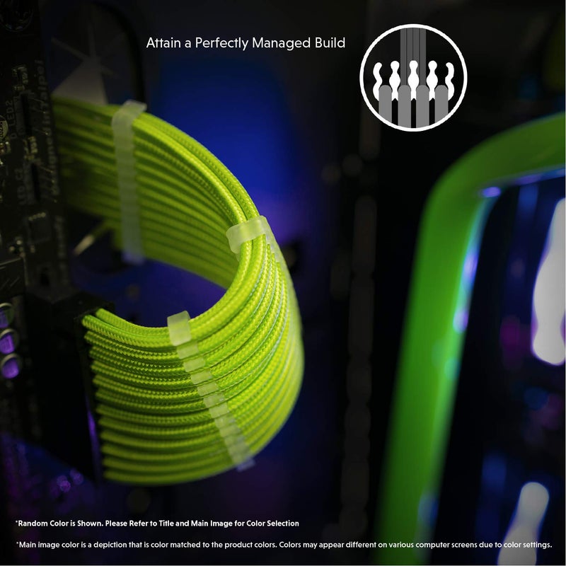 LINKUP - AVA 30cm PSU Cable Extension Sleeved Custom Mod GPU PC Braided w/Comb Kit | 1 x 24 P (20+4) | 2 x 8 P (4+4) CPU | 2 x 8 P (6+2) GPU Set | 300mm - GreenBlack - Image 5